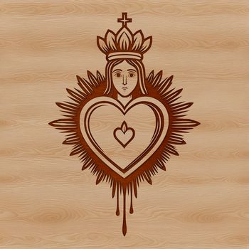 A high-resolution vector illustration of a Sacred Heart icon, suitable for religious or spiritual contexts.