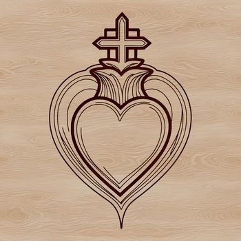 SVG illustration of the Sacred Heart icon in a simple, detailed design suitable for various applications.