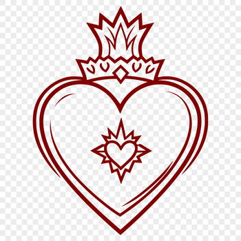 A detailed, hand-drawn illustration of the Sacred Heart symbol in vector format.