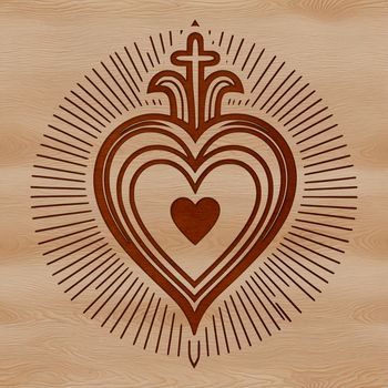 Religious iconography vector graphic representation of the Sacred Heart in a simple style.