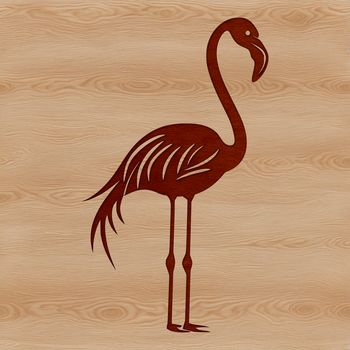 A pink bird with long legs and a distinctive beak, set against a simple white background.