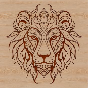 A detailed illustration of a lion's head, suitable for use in graphic design projects.
