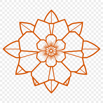 A stylized illustration of a cherry blossom plant in bloom.