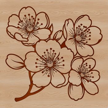 A vibrant illustration of a cherry blossom plant in full bloom.