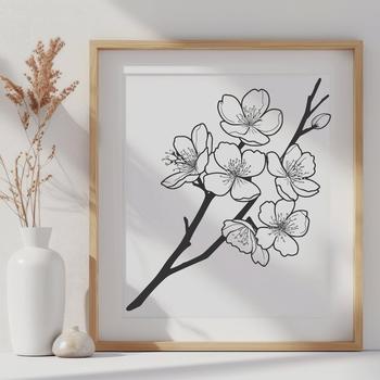 A stylized illustration of a cherry blossom tree in bloom, suitable for digital design and crafting projects.