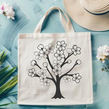 A colorful illustration of a cherry blossom flower in bloom, perfect for craft projects.