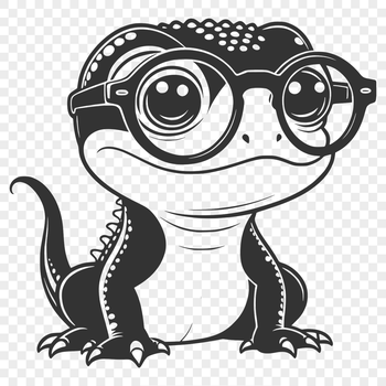 A cartoon salamander character wearing glasses, created as a vector graphic.