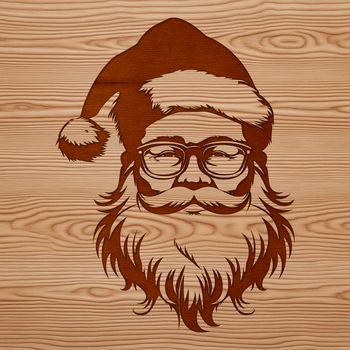 An illustration of Father Christmas with glasses and a warm smile.