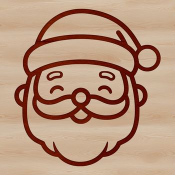 A simple line drawing illustration of Santa Claus with a jolly head and festive attire.