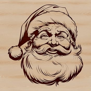 A digital illustration of a jovial bearded man in a red suit with a hat.