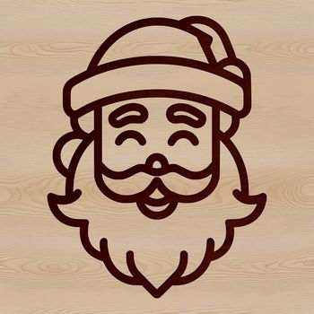 A simple line drawing of Santa Claus' head.