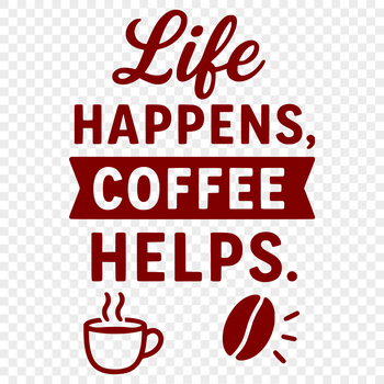 A collection of humorous quotes about coffee, expressed in a bold and playful design.