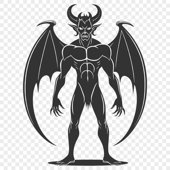 A satanic figure with horns and a pitchfork, suitable for Halloween decorations or illustrations.