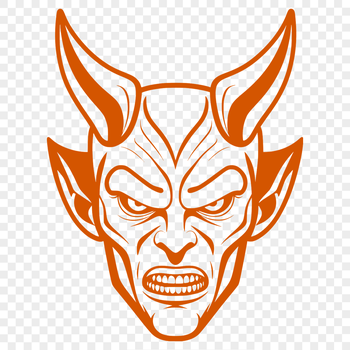 A stylized illustration of the devil, often associated with Halloween themes.