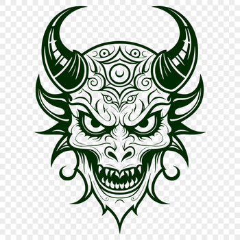 Illustrated representation of the devil in a Halloween context.