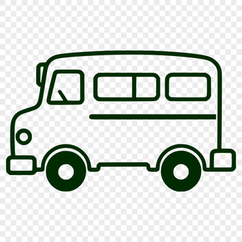 A vector graphic illustration of a typical school bus with multiple colors.