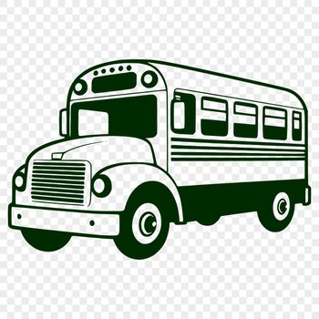 An educational transportation icon featuring a simplified school bus design with clean lines and shapes.