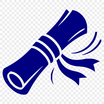 A traditional paper scroll icon with a diploma or certificate theme, designed as a vector art image.