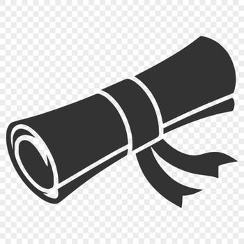 A digital illustration of a traditional graduation scroll with a diploma rolled up at the center, made in vector format.
