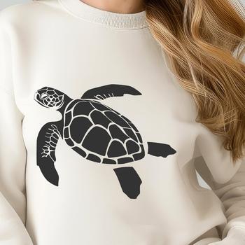 Illustration of a sea turtle swimming in ocean waters