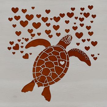 A sea turtle swimming in the ocean, designed as vector art.