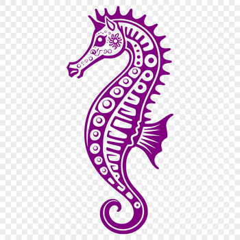 A colorful illustration of a seahorse swimming underwater.