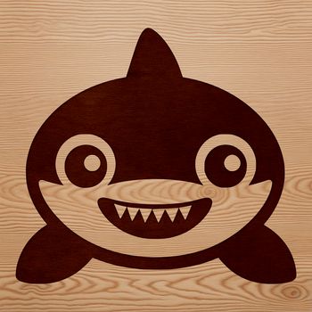 A stylized illustration of a shark, a marine animal commonly found in the ocean.