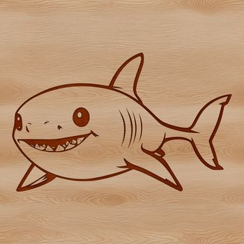 A graphic representation of a shark, a wild animal found in the ocean, depicted in simple vector lines.