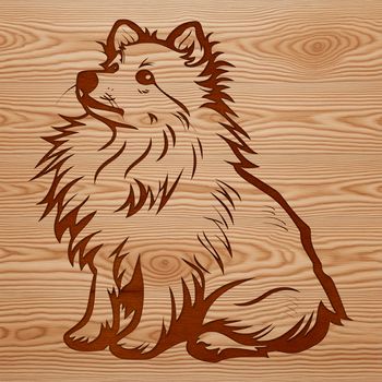 A vector illustration of a seated Shetland sheepdog, suitable for various design applications.