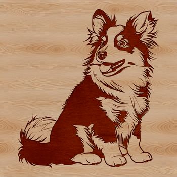 Illustration of a seated Shetland dog breed, suitable for commercial and personal use as clip art.