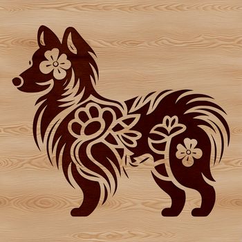 Shetland Sheepdog breed illustration in ornate floral design