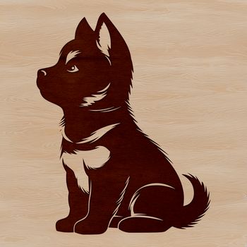 A cartoon illustration of a sitting Shiba Inu dog with distinctive fox-like features.