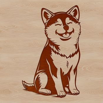 A small sitting Shiba Inu dog breed illustration in vector format.