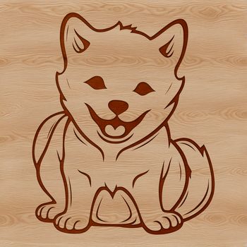 A vector illustration of a sitting Shiba Inu dog with a calm expression.