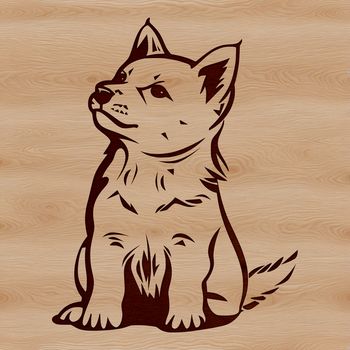 A sitting Shiba Inu dog breed in a digital vector format.