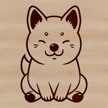 A simple line drawing of a sitting Shiba Inu dog breed, suitable for vector art and clip art designs.