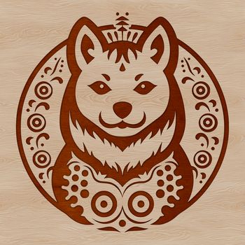 Close-up illustration of a Shiba Inu's head with detailed features, suitable for vector art designs.