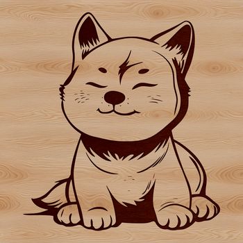 A high-quality digital image of a sitting Shiba Inu dog breed in vector format.