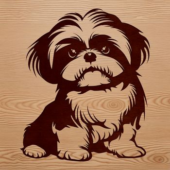 Close-up of a sitting Shih Tzu dog breed, suitable for vector art and clip art designs.