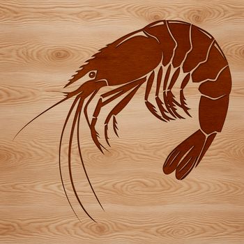 A detailed illustration of a shrimp animal with its shell and legs, suitable for vector design projects.