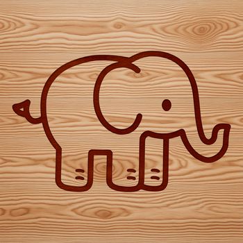 A simple line drawing illustration of a standing elephant, suitable for digital design projects.
