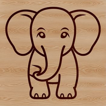 Simple line drawing of an adorable elephant in vector format