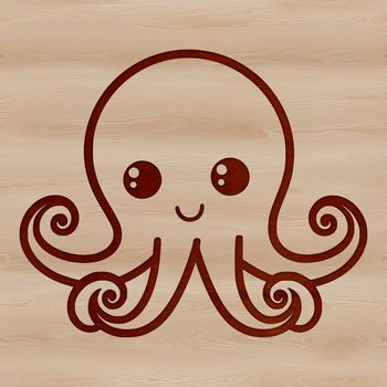 A simple line drawing illustration of an adorable octopus, suitable for various digital applications.