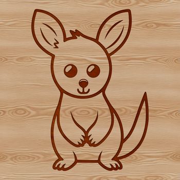 Simple line drawing illustration of a cute kangaroo.