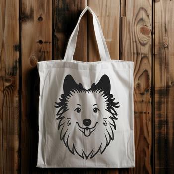 Vector illustration of a small breed dog, specifically a Shetland sheepdog.