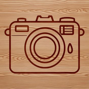 A simple line drawing of a camera, symbolizing photography and technology.