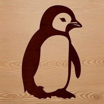 A simple line drawing of a penguin, a wild sea creature.