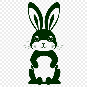 A sitting rabbit in full body form, suitable for graphic design projects.