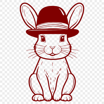 A stylized illustration of a sitting rabbit wearing a hat, suitable for digital use as vector art.