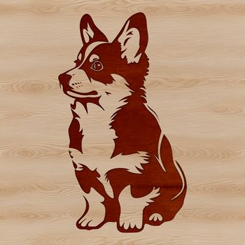 A vector illustration of a sitting corgi, suitable for digital editing and printing.